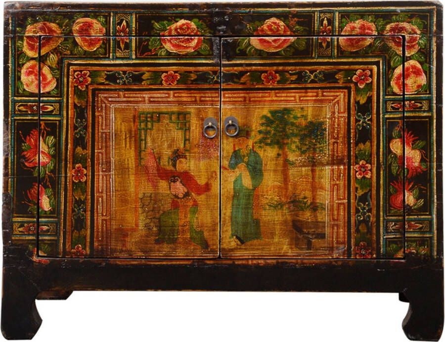 Fine Asianliving Antieke Chinese Kast Handbeschilderd Mensen B88xD40xH70cm Chinese Meubels Oosterse Kast