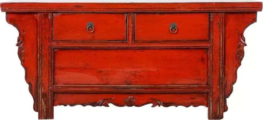 Fine Asianliving Antieke Chinese Kast Rood Glossy B105xD41xH45cm Chinese Meubels Oosterse Kast - Foto 1