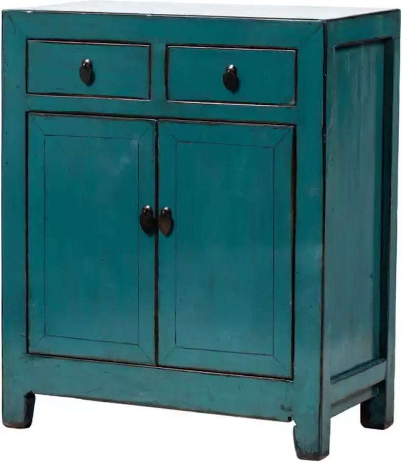 Fine Asianliving Antieke Chinese Kast Teal High Gloss B78xD38xH88cm Chinese Meubels Oosterse Kast