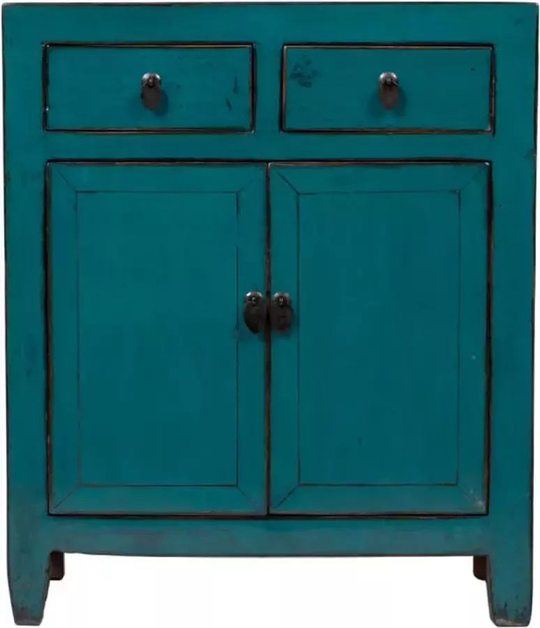 Fine Asianliving Antieke Chinese Kast Teal High Gloss B78xD40xH94cm Chinese Meubels Oosterse Kast
