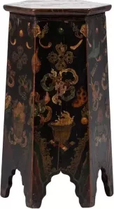 Fine Asianliving Antieke Tibetaanse Plantentafel Draken Handgeschilderd B45xD45xH81cm Chinese Meubels Oosterse Kast