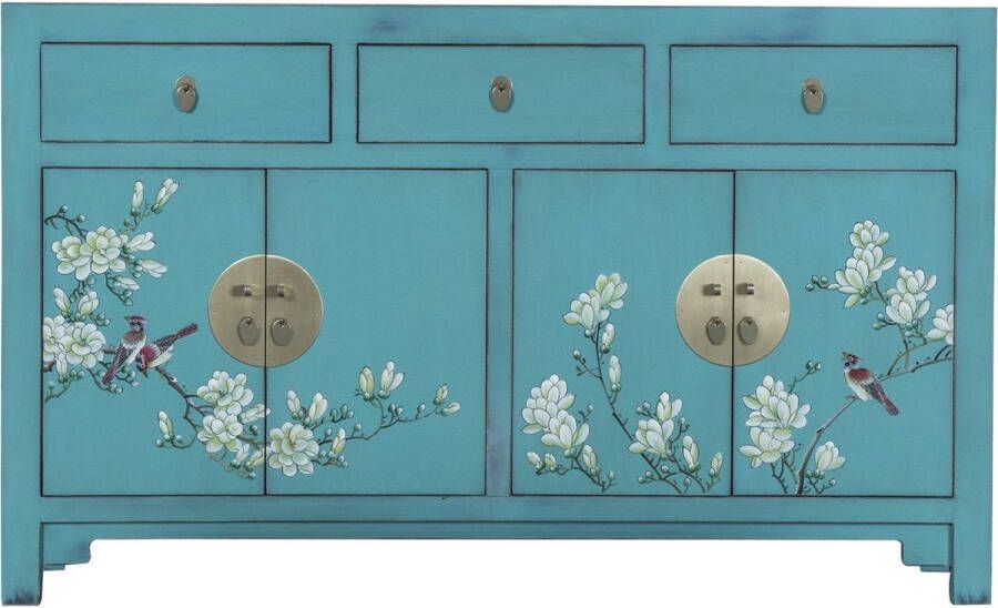 Fine Asianliving Chinees Dressoir Dusty Turquoise Handbeschilderd Orientique Collectie B140xD35xH85cm Chinese Meubels Oosterse Kast - Foto 1
