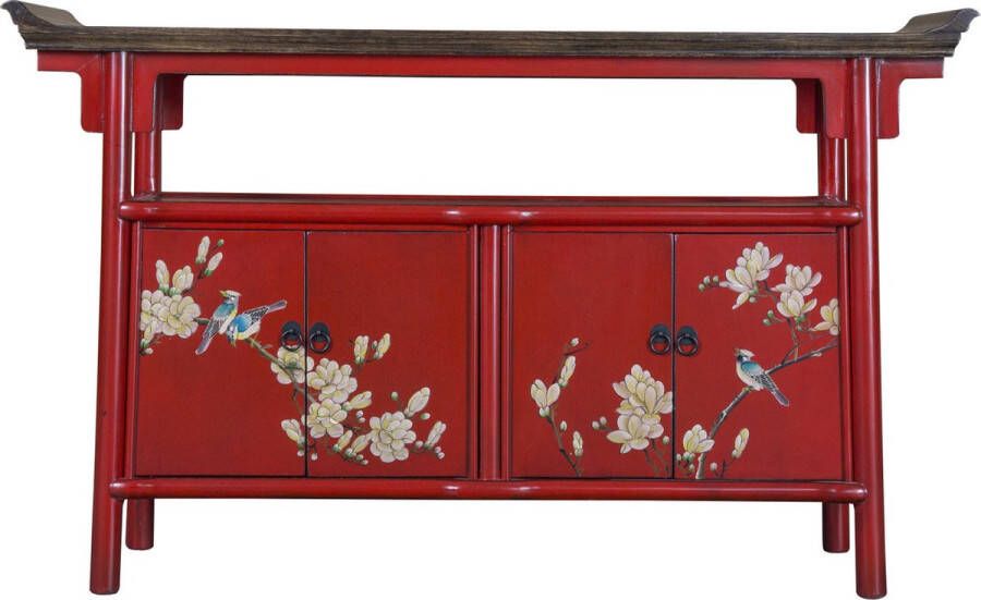 Fine Asianliving Chinees Dressoir Handbeschilderd Rood Tibetaans Geïnspireerd B143xD37xH87cm Chinese Meubels Oosterse Kast - Foto 1