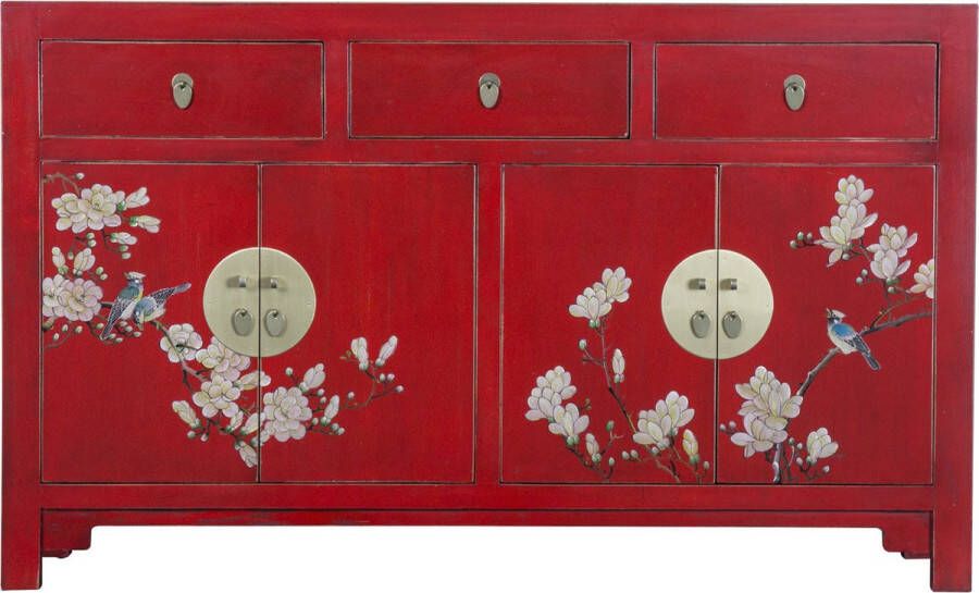 Fine Asianliving Chinees Dressoir Vintage Rood Handbeschilderd Orientique Collectie B140xD35xH85cm Chinese Meubels Oosterse Kast