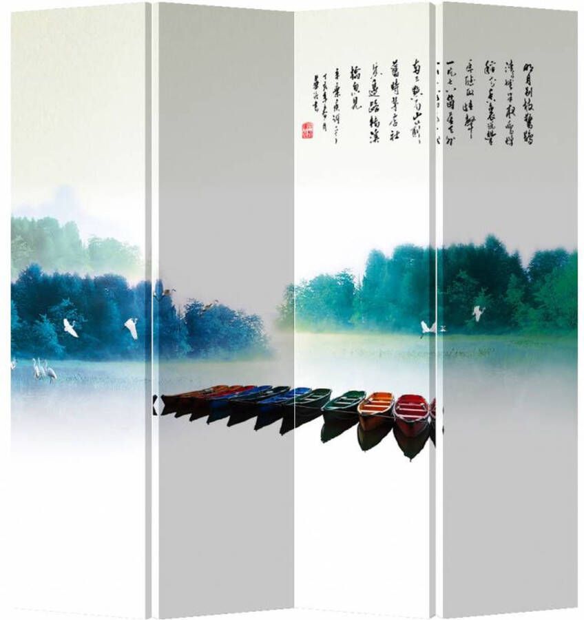 Fine Asianliving Chinees Kamerscherm Oosters Scheidingswand B160xH180cm 4 Panelen Bootjes - Foto 1