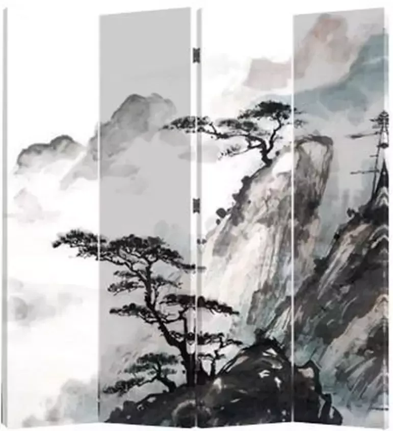 Fine Asianliving Chinees Kamerscherm Oosters Scheidingswand B160xH180cm 4 Panelen Chinese Bergen - Foto 1
