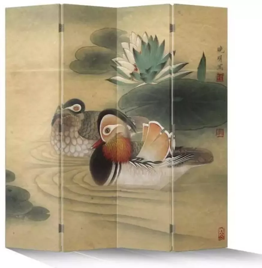 Fine Asianliving Chinees Kamerscherm Oosters Scheidingswand B160xH180cm 4 Panelen Oosterse Eenden - Foto 1