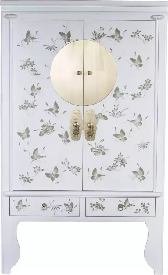 Fine Asianliving Chinese Bruidskast Handgeschilderde Vlinders Sneeuw Wit Orientique Collection B100xD55xH175cm Chinese Meubels Oosterse Kast - Foto 1
