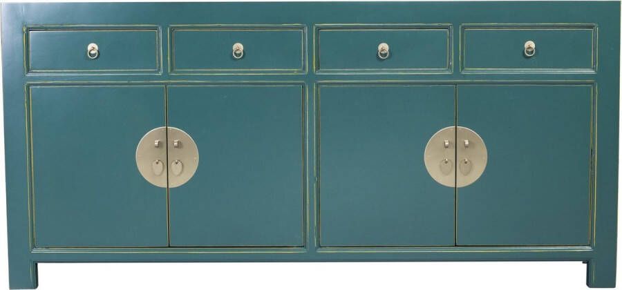 Fine Asianliving Chinese Dressoir Teal Blauw B180xD40xH85cm Chinese Meubels Oosterse Kast