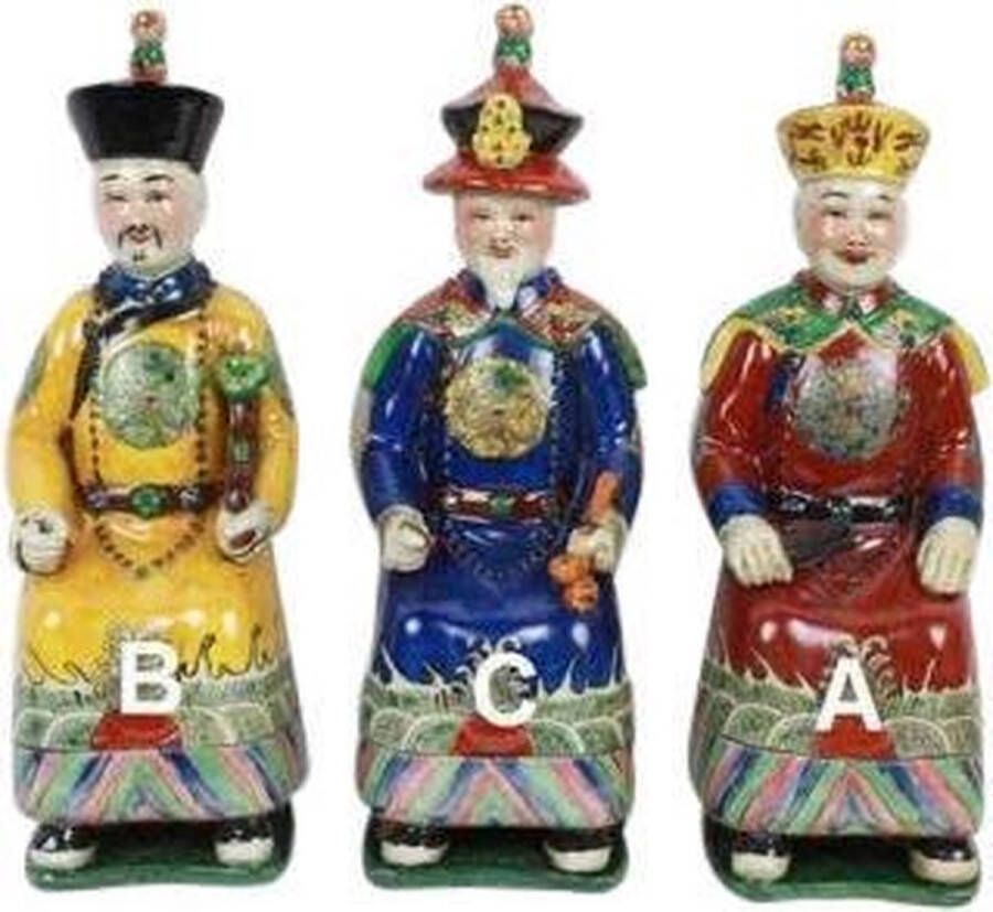 Fine Asianliving Chinese Emperor Porcelain Figurine Three Generations Qing Dynasty Statues Set 3