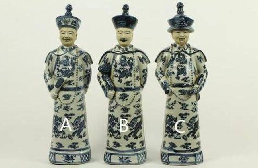Fine Asianliving Chinese Keizers Porselein Beelden Handmade Set 3
