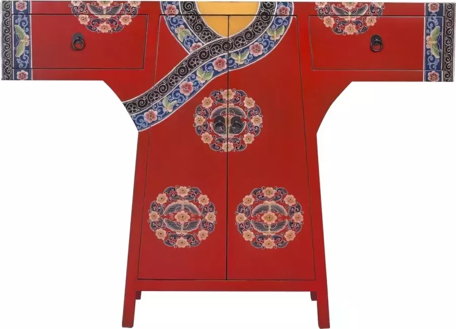 Fine Asianliving Chinese Kimono Kast Handgeschilderd Rood B120xD35xH87cm Chinese Meubels Oosterse Kast - Foto 1