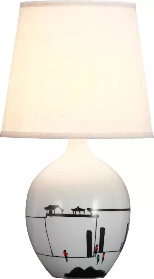 Fine Asianliving Chinese Tafellamp met Kap Keramiek Porselein - Foto 1