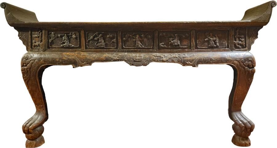 Fine Asianliving 19e Eeuw Antieke Chinese Sidetable Altaar Tafel Handgesneden B205xD38xH110cm Chinese Meubels Oosterse Kast - Foto 2