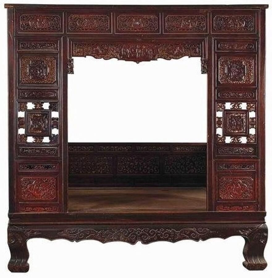 Fine Asianliving Antiek Chinees Bed Handgesneden 18e Eeuw Chinese Meubels Oosterse Kast