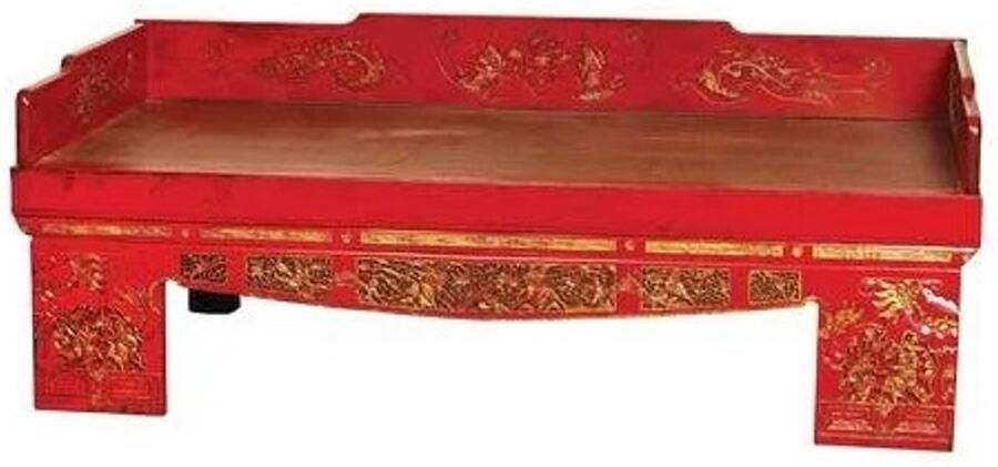 Fine Asianliving Antiek Chinees Opiumbed Handgesneden Rood B200xD83xH70cm Chinese Meubels Oosterse Kast