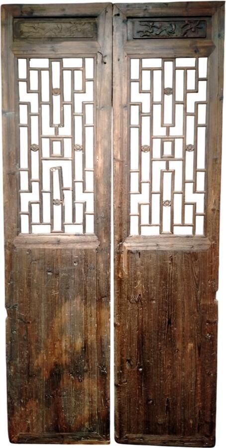 Fine Asianliving Antiek Chinese Wooden Panel Set 2 B125xH257cm