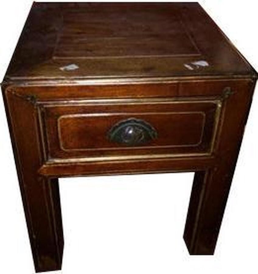 Fine Asianliving Antieke Chinese Kruk met Lade B32xD32xH37cm Chinese Meubels Oosterse Kast