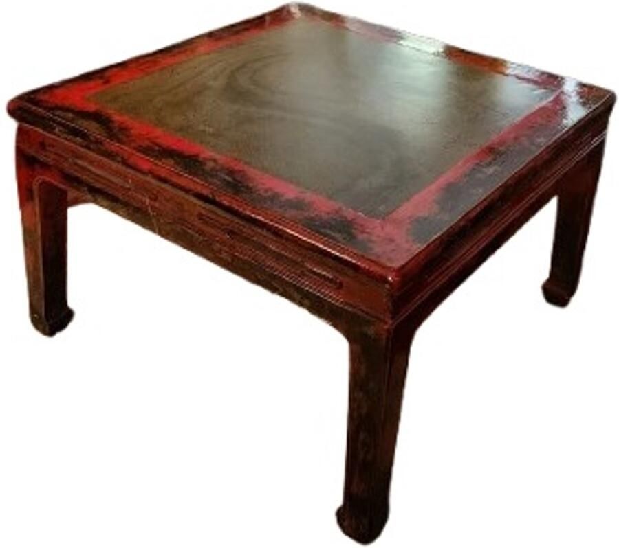 Fine Asianliving Antieke Chinese Salontafel Marmer Blad High Gloss Rood B79xD79xH49cm Chinese Meubels Oosterse Kast