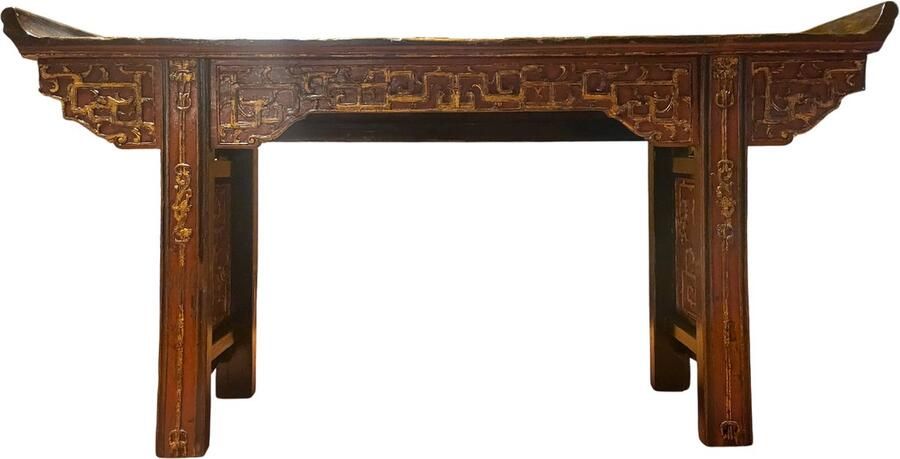 Fine Asianliving Antieke Chinese Sidetable Bruin Goud Rood Handgesneden B195xD43xH92cm Chinese Meubels Oosterse Kast - Foto 2