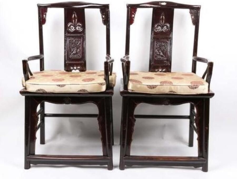 Fine Asianliving Antieke Chinese Stoelen Set 2 Handgesneden Chinese Meubels Oosterse Kast
