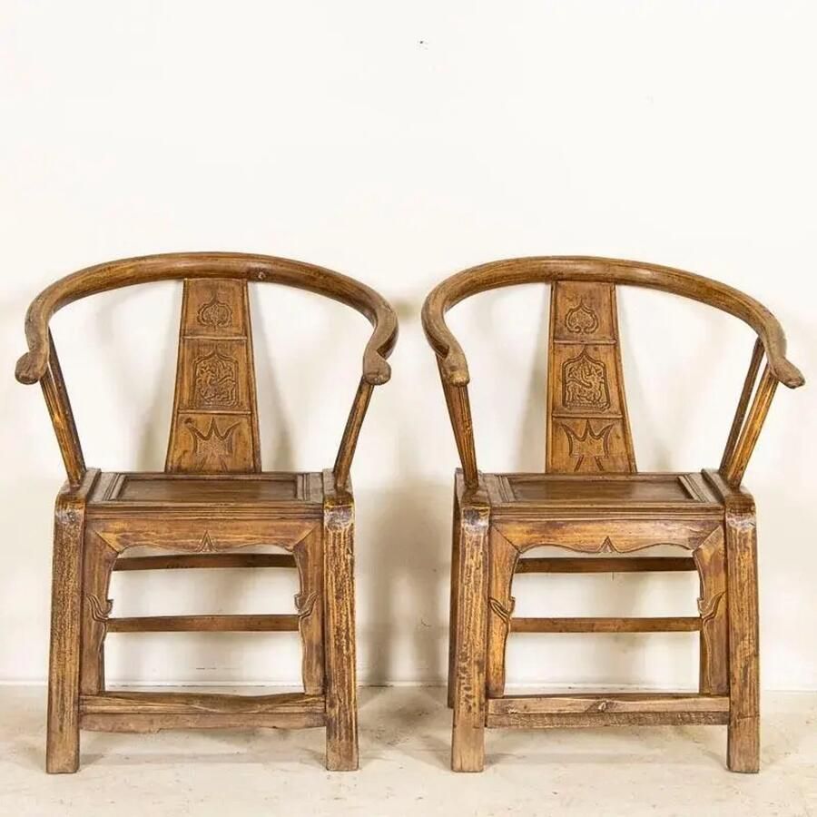 Fine Asianliving Begin 19e Eeuw Antieke Paar Chinese Armstoelen Handgesneden Chinese Meubels Oosterse Kast - Foto 2