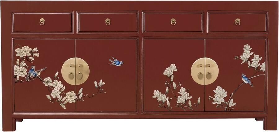 Fine Asianliving Chinees Dressoir Scarlet Rouge Handbeschilderd Orientique Collectie B180xD40xH85cm Chinese Meubels Oosterse Kast