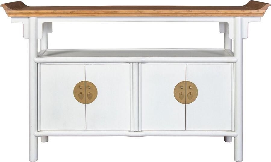 Fine Asianliving Chinees Dressoir Sneeuw Wit B143xD37xH87cm Chinese Meubels Oosterse Kast