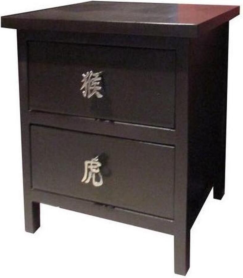 Fine Asianliving Chinees Nachtkastje met Chinese Horoscoop Karakters Aluminium Chinese Meubels Oosterse Kast