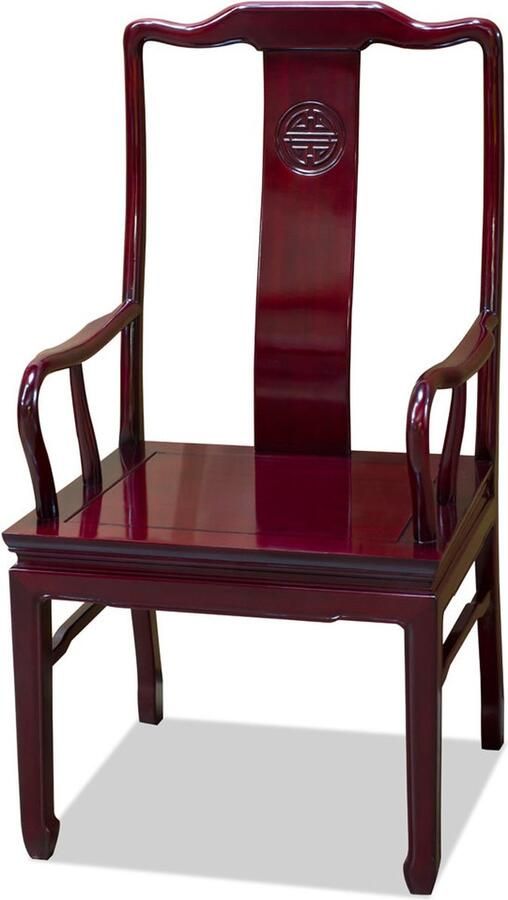 Fine Asianliving Chinese Arm Stoel Rosewood Longevity Symbool Dark Cherry Chinese Meubels Oosterse Kast