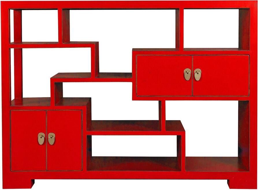 Fine Asianliving Chinese Bookcase Open Display Kast Lucky Red Orientique Collection W108xD35xH80cm Chinese Meubels Oosterse Kast