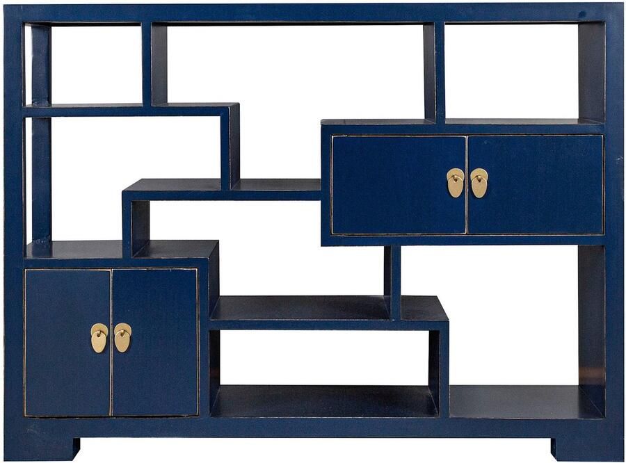 Fine Asianliving Chinese Bookcase Open Display Kast Midnight Blue Orientique Collection W108xD35xH80cm Chinese Meubels Oosterse Kast