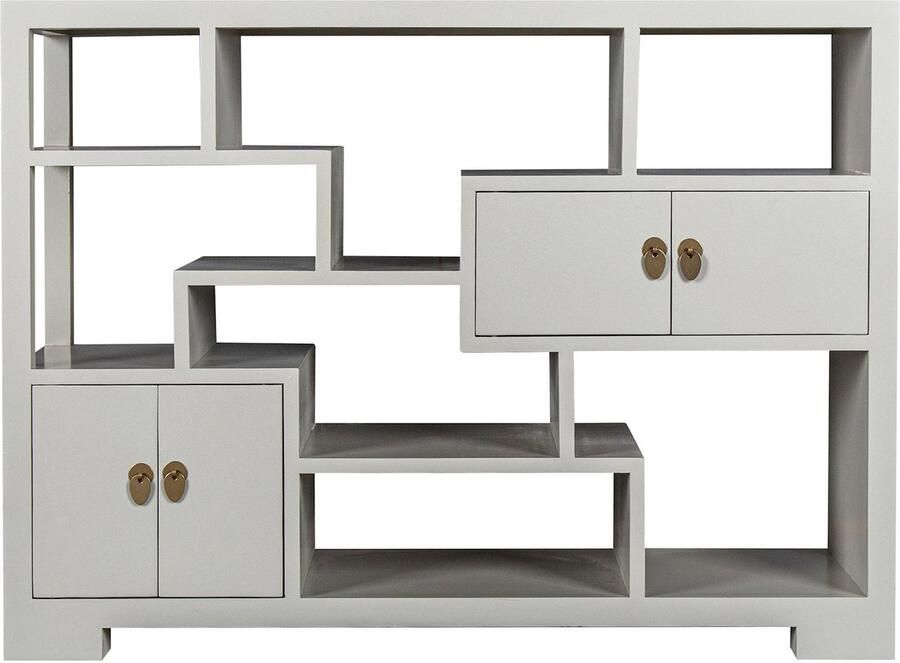 Fine Asianliving Chinese Boekenkast Open Kast Moonshine Greige Orientique Collectie B108xD35xH80cm Chinese Meubels Oosterse Kast