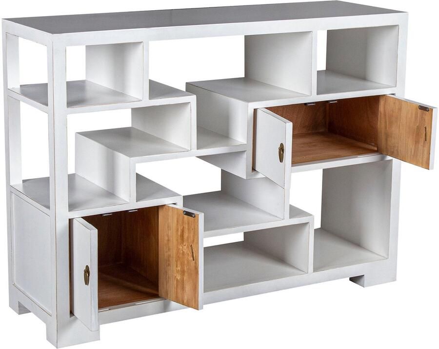 Fine Asianliving Chinese Bookcase Open Display Kast Snow White Orientique Collection W108xD35xH80cm Chinese Meubels Oosterse Kast