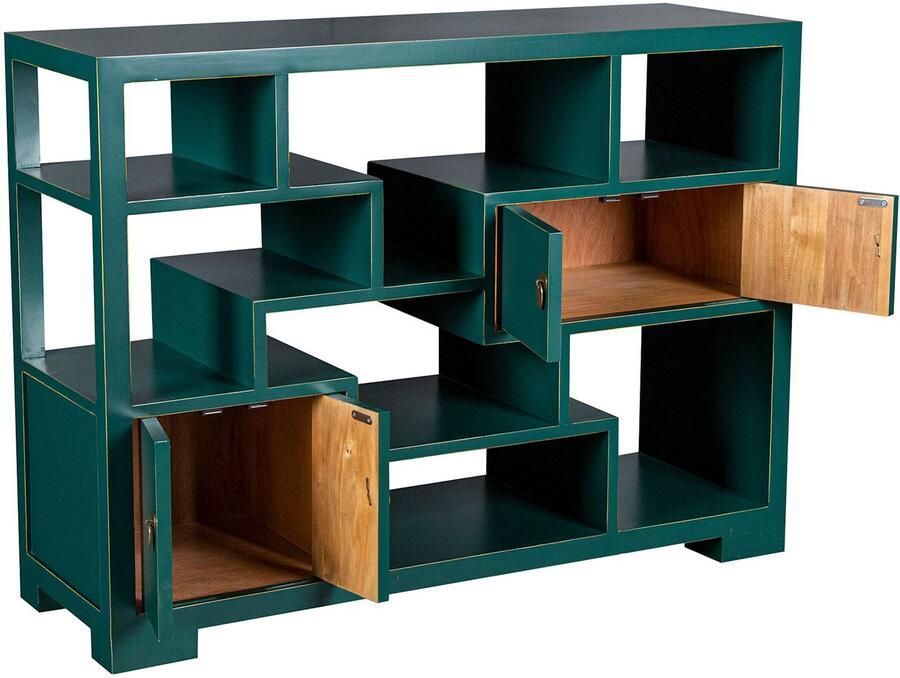 Fine Asianliving Chinese Bookcase Open Display Kast Teal Orientique Collection W108xD35xH80cm Chinese Meubels Oosterse Kast