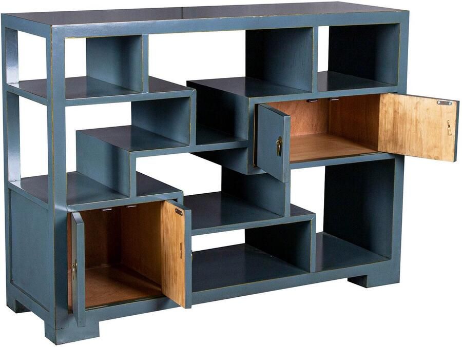 Fine Asianliving Chinese Bookcase Open Display Kast Arctic Blue Grey Orientique Collection W108xD35xH80cm Chinese Meubels Oosterse Kast - Foto 2
