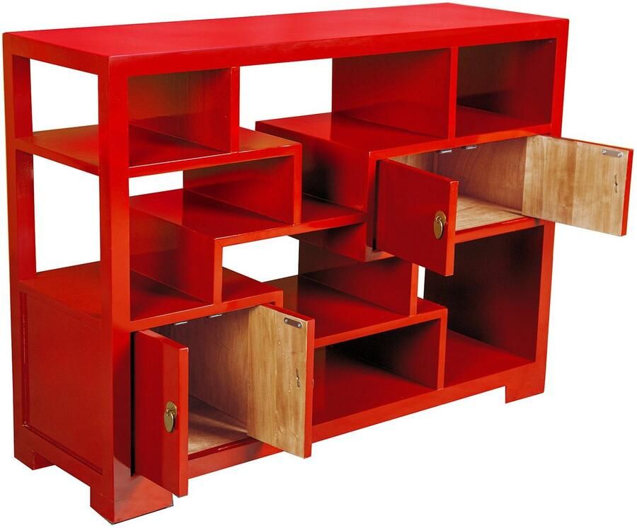 Fine Asianliving Chinese Bookcase Open Display Kast Lucky Red Orientique Collection W108xD35xH80cm Chinese Meubels Oosterse Kast - Foto 2