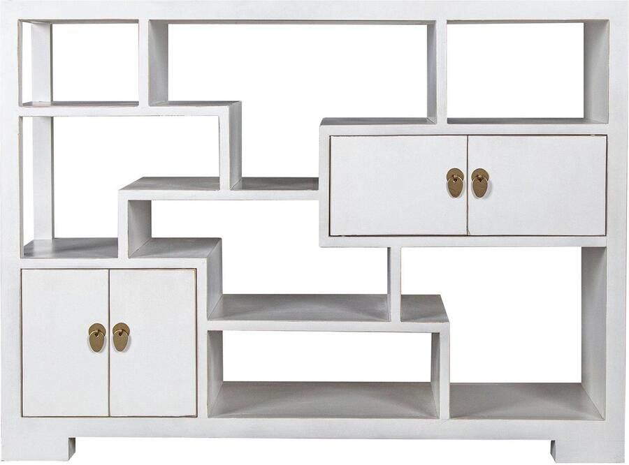 Fine Asianliving Chinese Bookcase Open Display Kast Snow White Orientique Collection W108xD35xH80cm Chinese Meubels Oosterse Kast - Foto 2