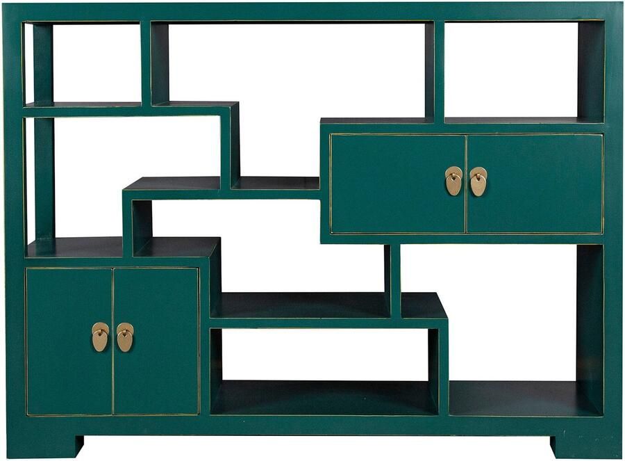 Fine Asianliving Chinese Bookcase Open Display Kast Teal Orientique Collection W108xD35xH80cm Chinese Meubels Oosterse Kast - Foto 2
