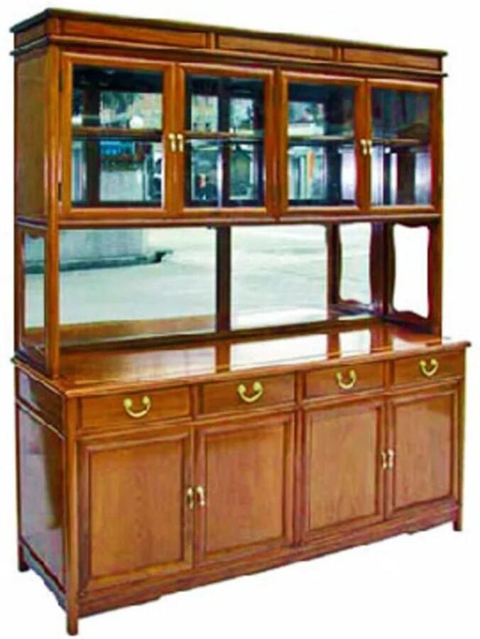 Fine Asianliving Chinese Buffetkast Rosewood met Spotlights en Spiegel Ming Style B182xD48xH205cm Chinese Meubels Oosterse Kast