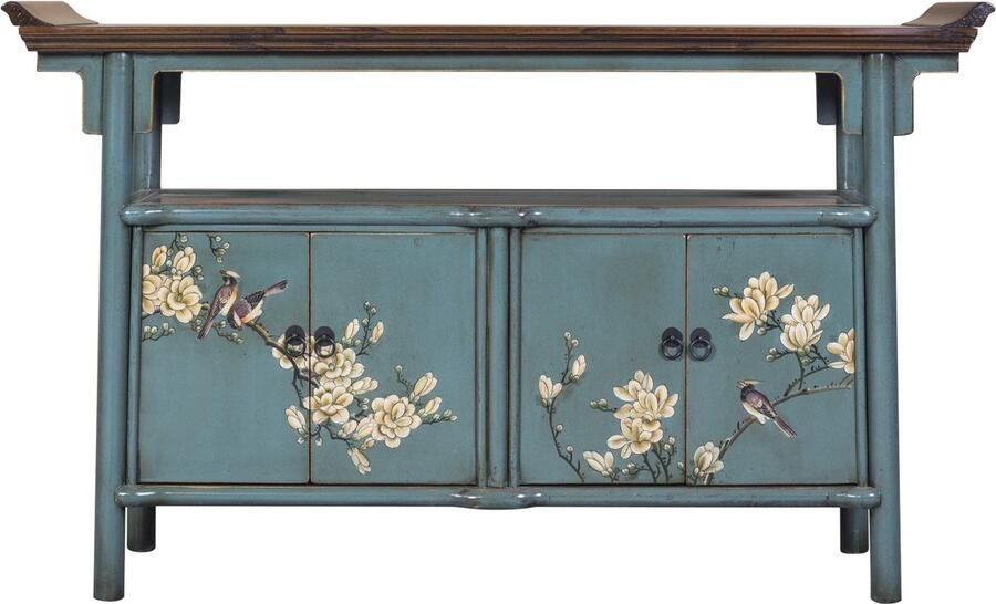Fine Asianliving Chinese Dressoir Handbeschilderd Blauw Tibetaans Inspired Chinese Meubels Oosterse Kast