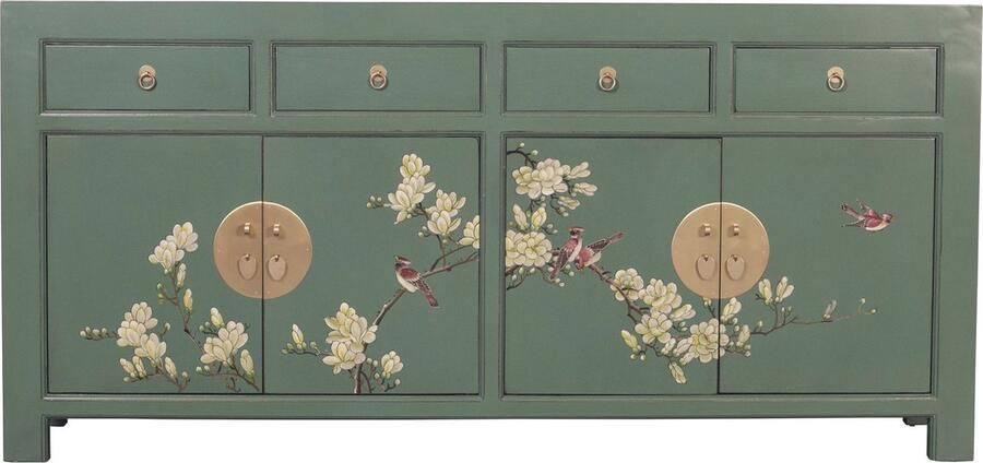 Fine Asianliving Chinese Dressoir Olijf Grijs Handgeschilderd Orientique Collection B180xD40xH85cm Chinese Meubels Oosterse Kast