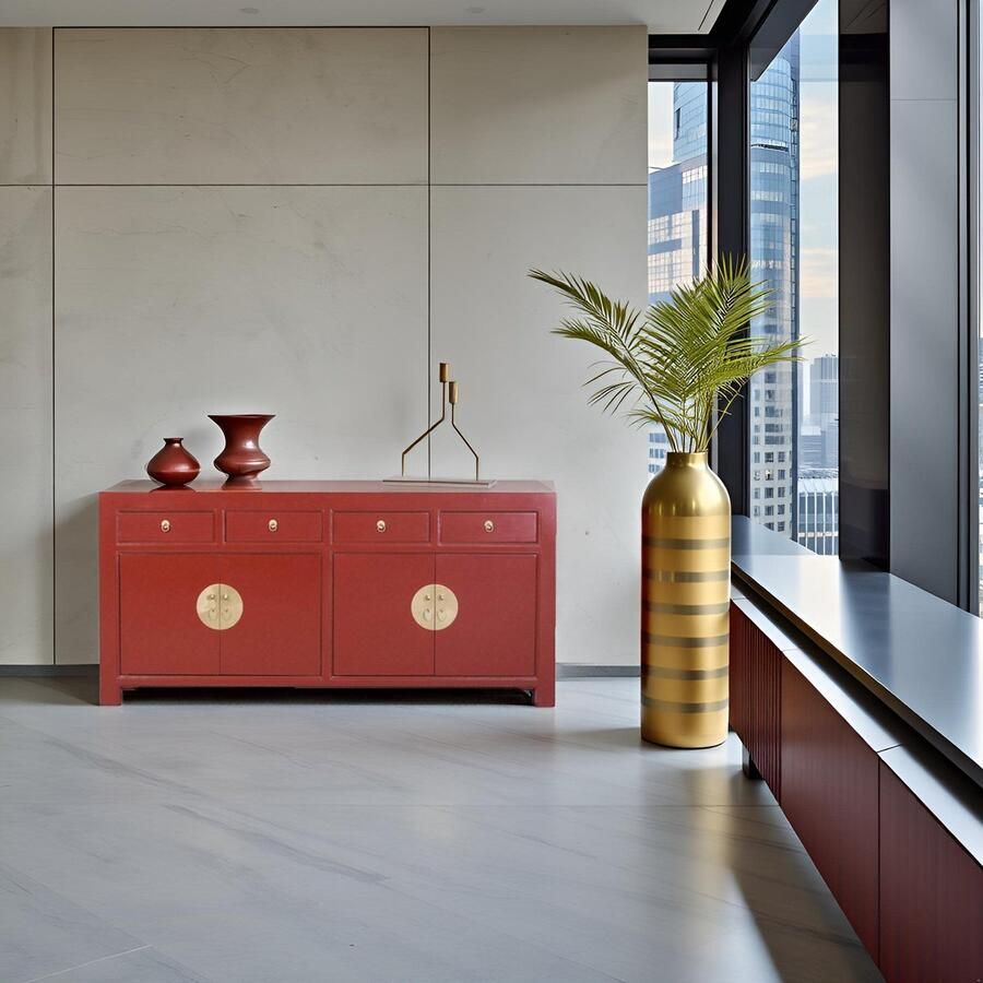 Fine Asianliving Chinese Dressoir Rood Ruby Red Orientique Collectie B180xD40xH85cm Chinese Meubels Oosterse Kast