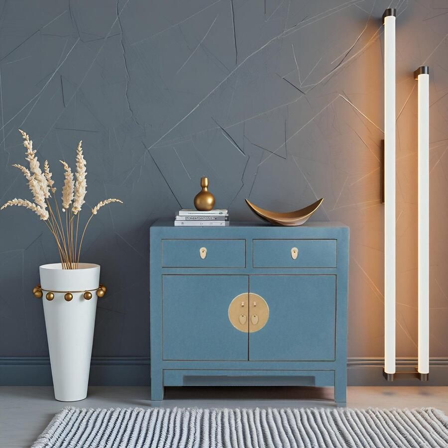 Fine Asianliving Chinese Kast Arctic Blauw Grijs Orientique Collection B90xD40xH80cm Chinese Meubels Oosterse Kast