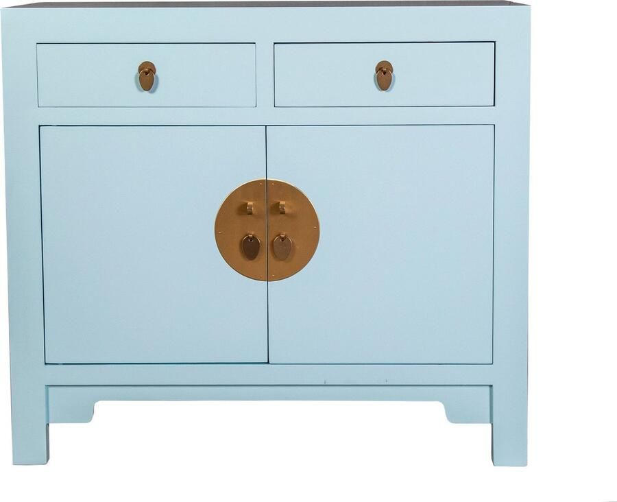 Fine Asianliving Chinese Kast Blauw Celeste Blue Orientique Collection B90xD40xH80cm Chinese Meubels Oosterse Kast