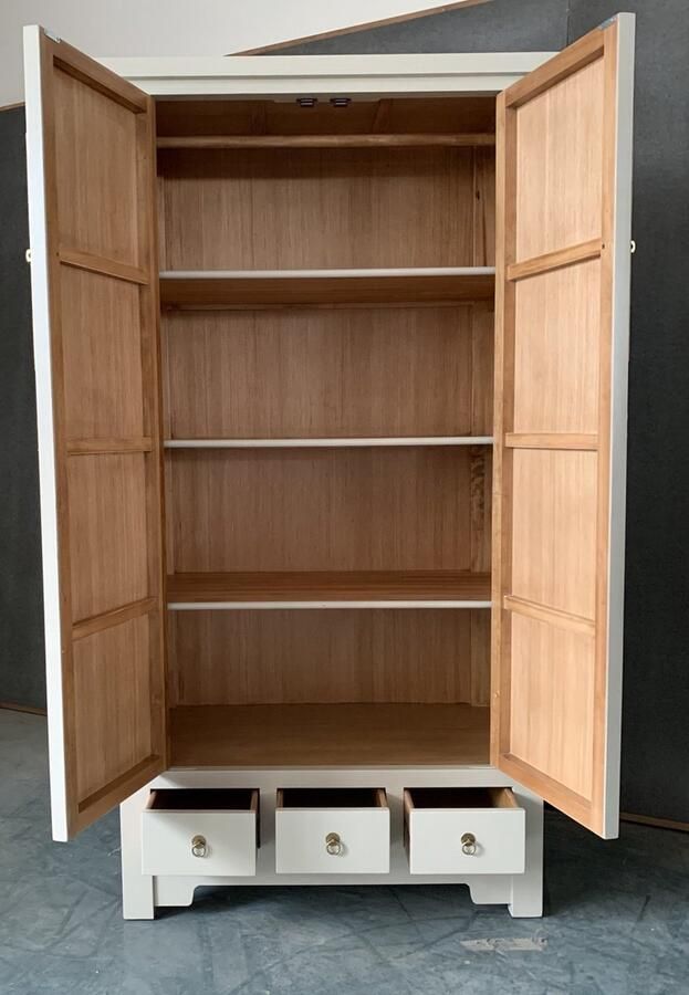 Fine Asianliving Chinese Kast Moonshine Greige Orientique Collection B95xD50xH190cm Chinese Meubels Oosterse Kast