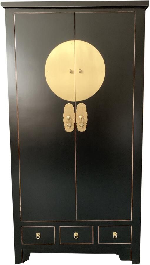 Fine Asianliving Chinese Kast Onyx Zwart Orientique Collection B100xD55xH190cm Chinese Meubels Oosterse Kast