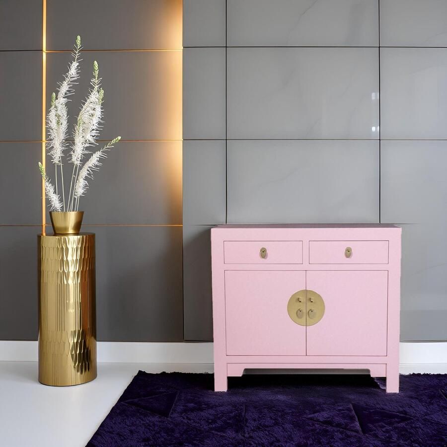 Fine Asianliving Chinese Kast Roze Pearl Pink Orientique Collectie B90xD40xH80cm Chinese Meubels Oosterse Kast