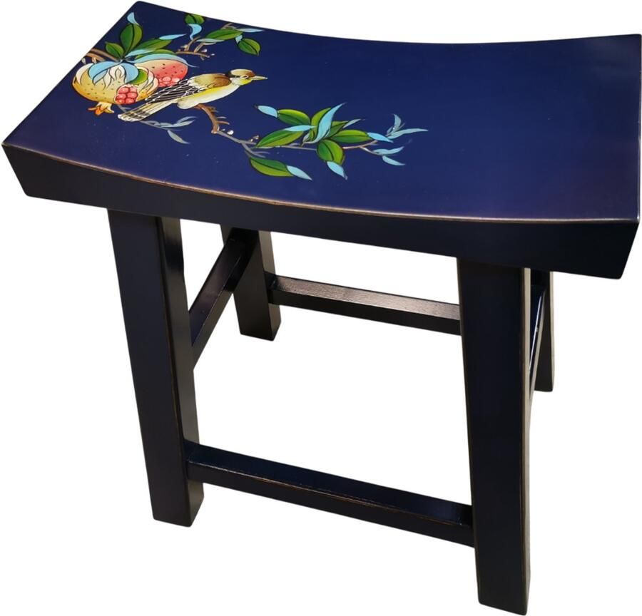 Fine Asianliving Chinese Kruk Midnight Blauw Handbeschilderd B43xD23xH50cm Chinese Meubels Oosterse Kast