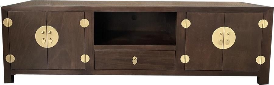 Fine Asianliving Chinese TV Kast Bruin Handgevlochten Bamboe Earthy Brown B190xD56xH56cm Chinese Meubels Oosterse Kast